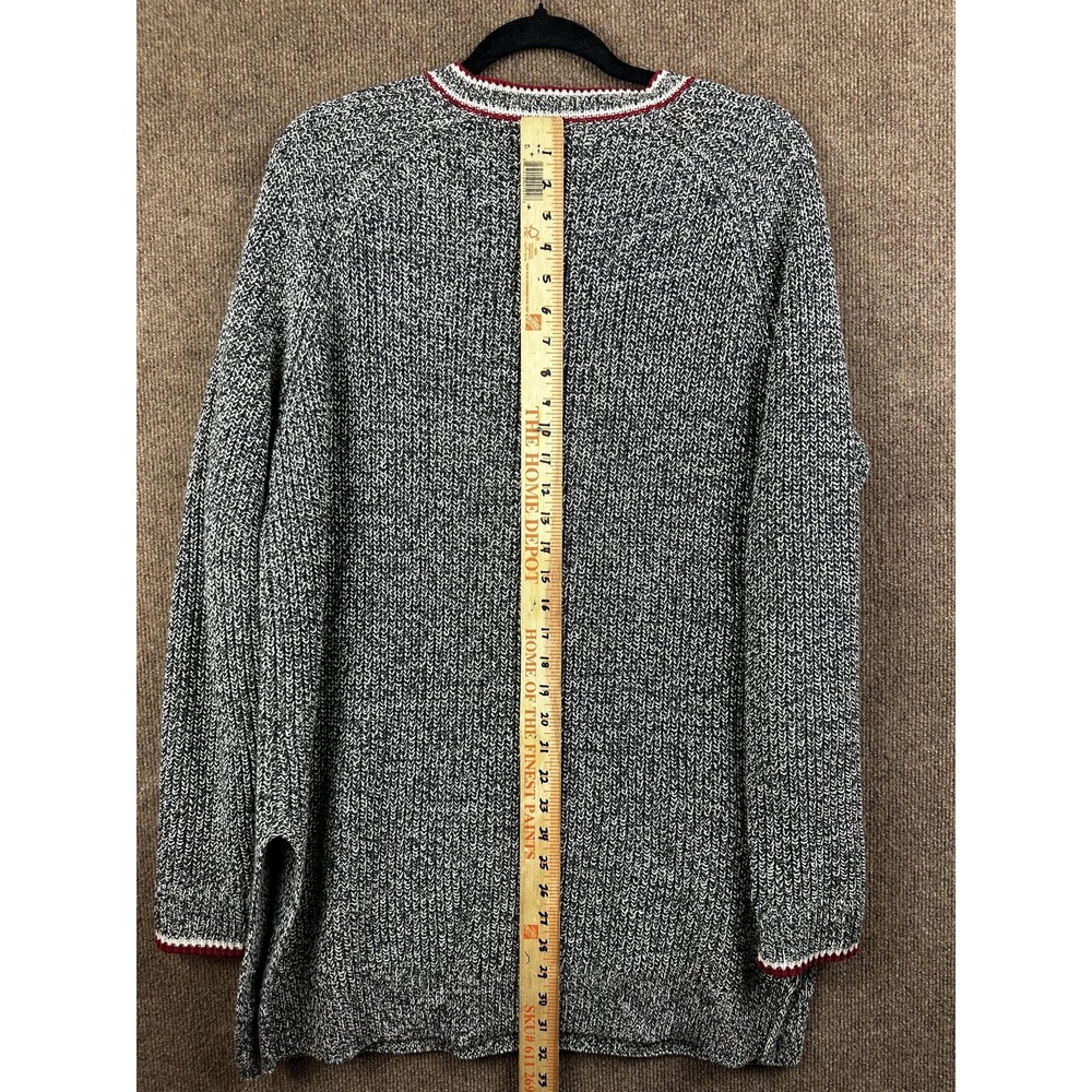 Roots Canada Sweater Mens XL Gray V-Neck Pullover Chunky-Knit Logo Casual - Picture 11 of 12